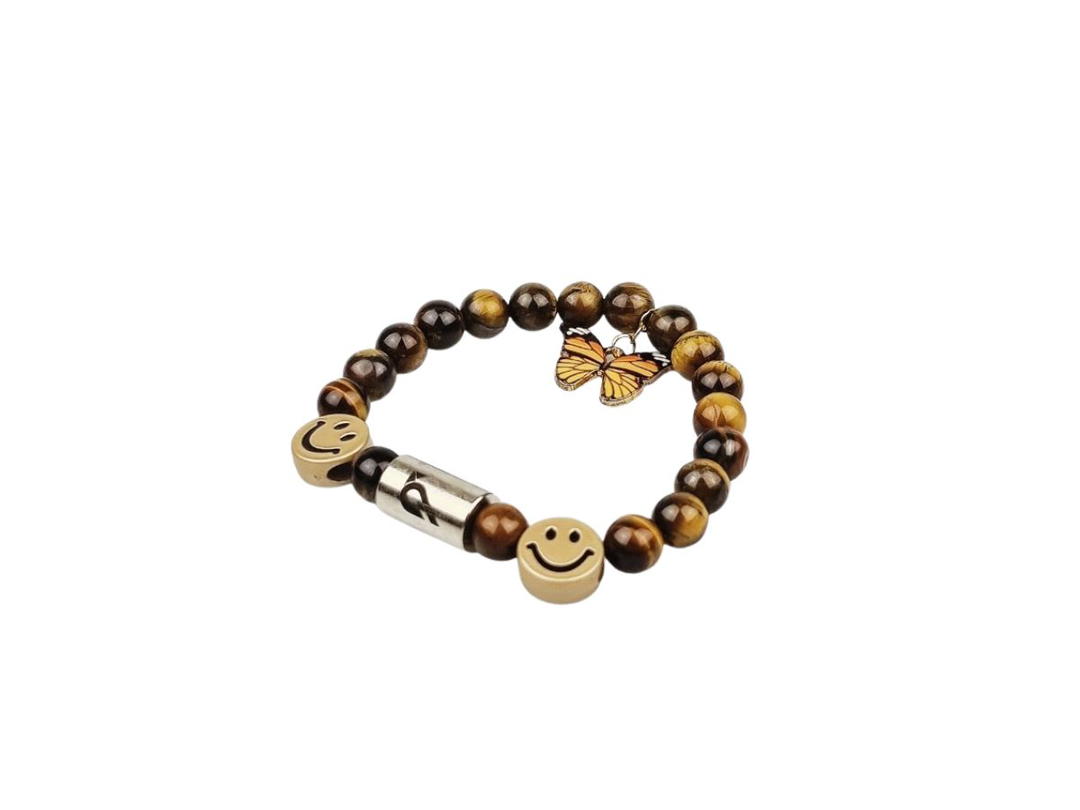 Crowcinz Crowcinz Butterfies Smiley Bracelet (Original Tiger Eyes/Yellow)