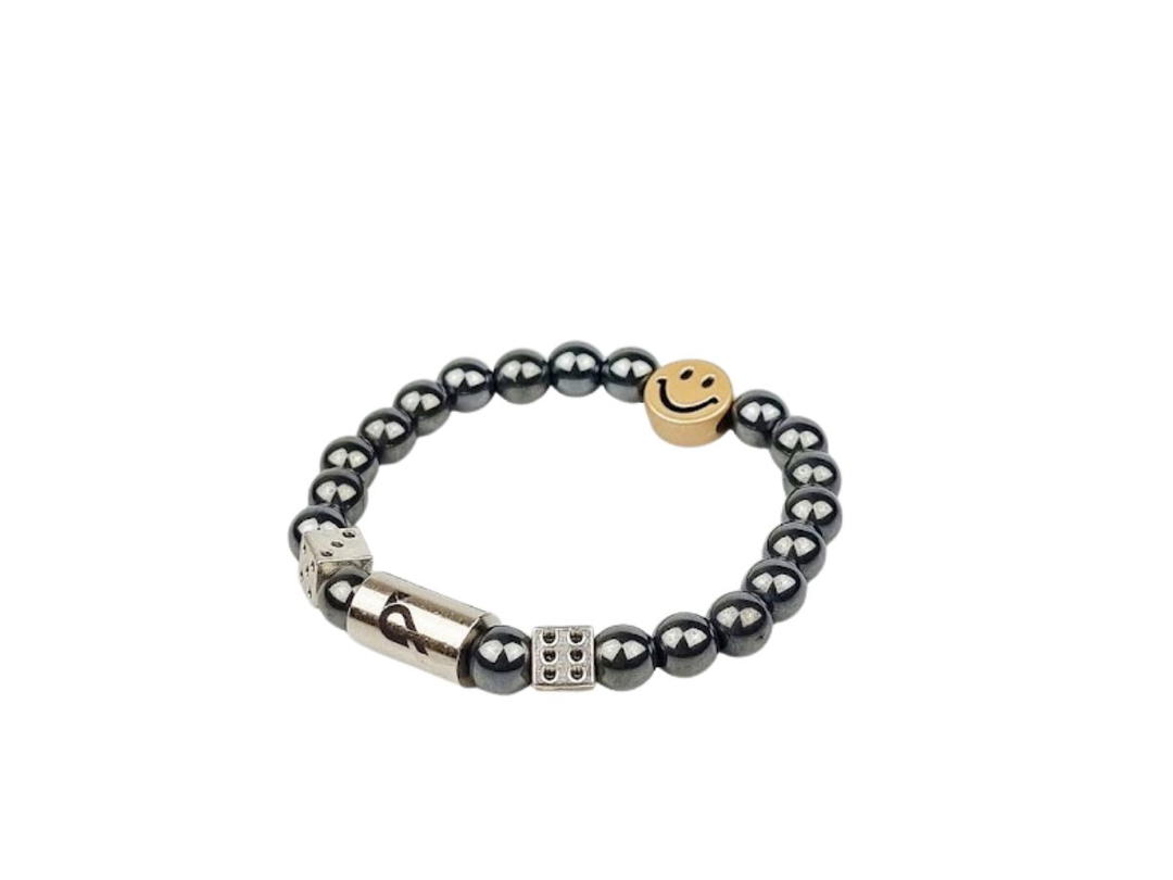 Crowcinz Crowcinz Dice Smiley Bracelet (Hematile/V.2)