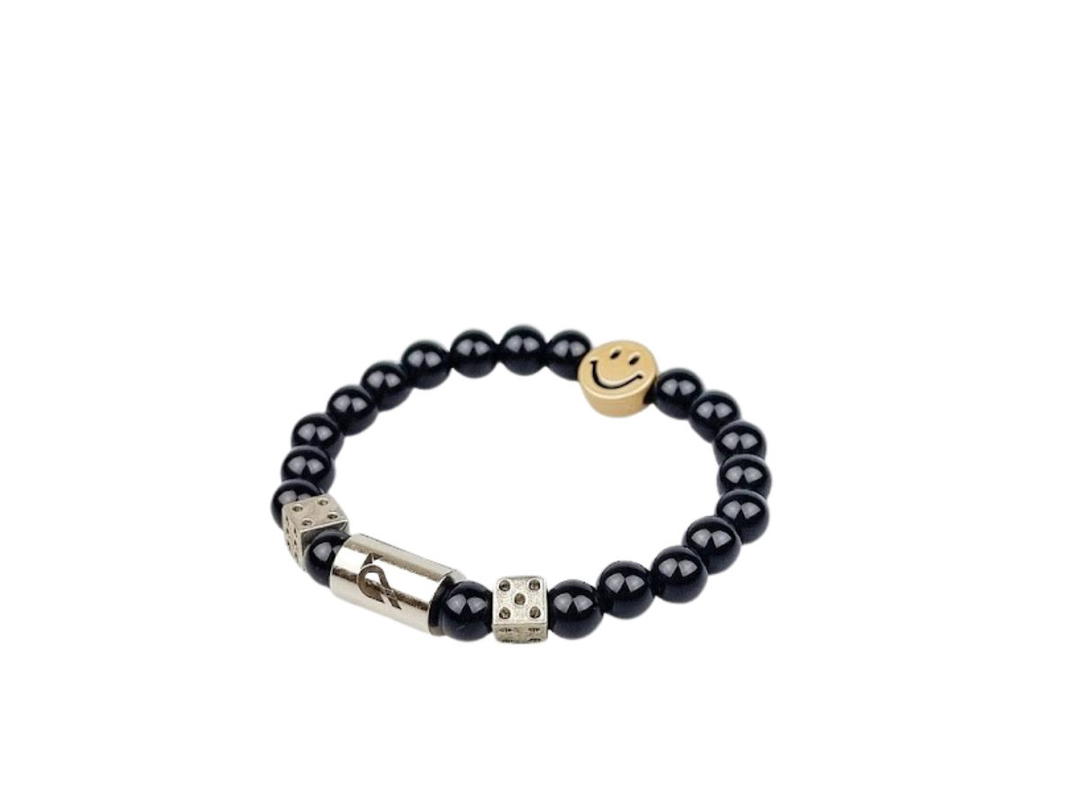 Crowcinz Crowcinz Dice Smiley Bracelet (Onyx/V.2)