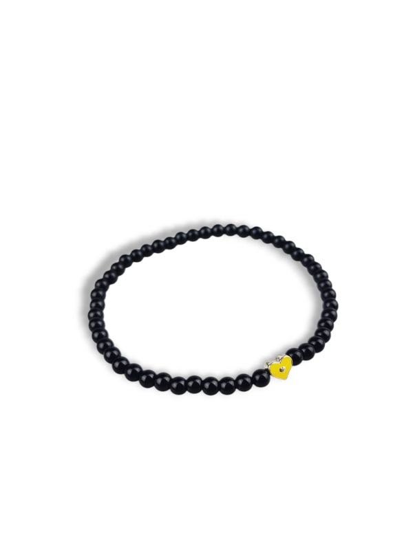 Crowcinz Crowcinz Heart Bracelet Silver Charm (ONYX4mm.) - view 2