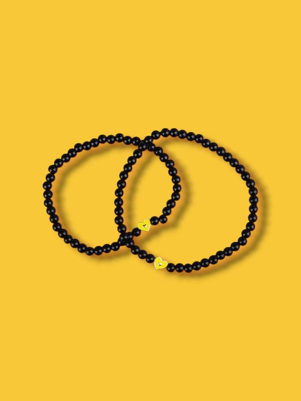 Crowcinz Crowcinz Heart Bracelet Silver Charm (ONYX4mm.) - view 5
