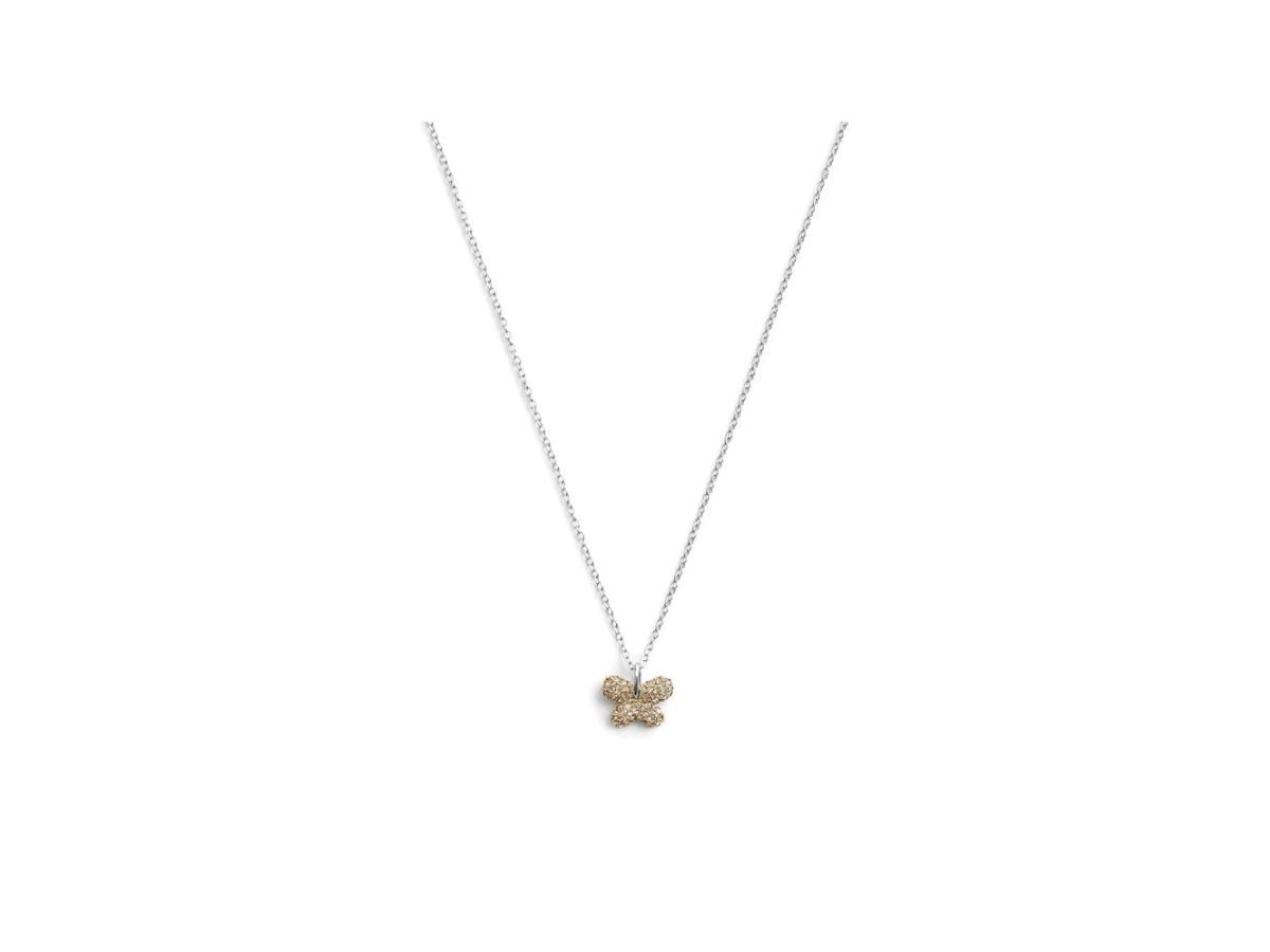 Coach Coach Pavé Butterfly Pendant Necklace Silver
