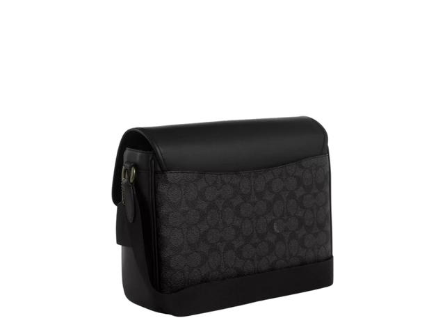 Coach Coach Racer Messenger In Signature Canvas With Silver Hardware Charcoal Black Gunmetal - view 2