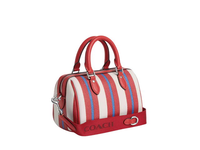 Coach Coach Mini Rowan Crossbody With Stripe Print Silver Chalk Multicolor - view 2