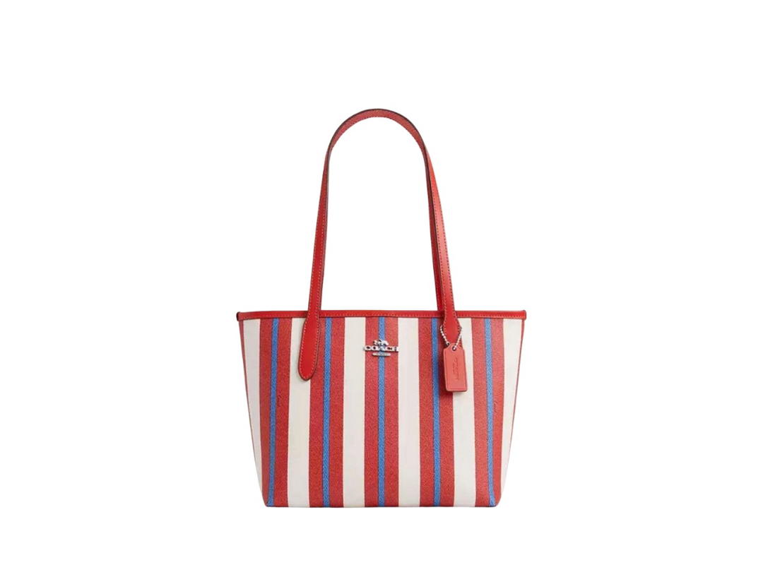 Coach Coach Small City Tote With Stripe Print
