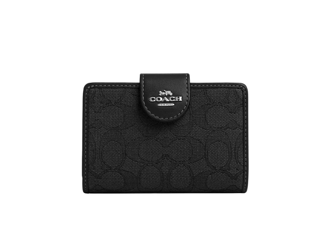 Coach Coach Medium Corner Zip Wallet In Signature Jacquard Black