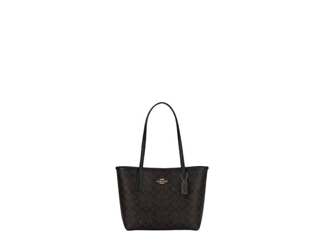 Coach Coach Small City Tote In Signature Coated Canvas - view 1