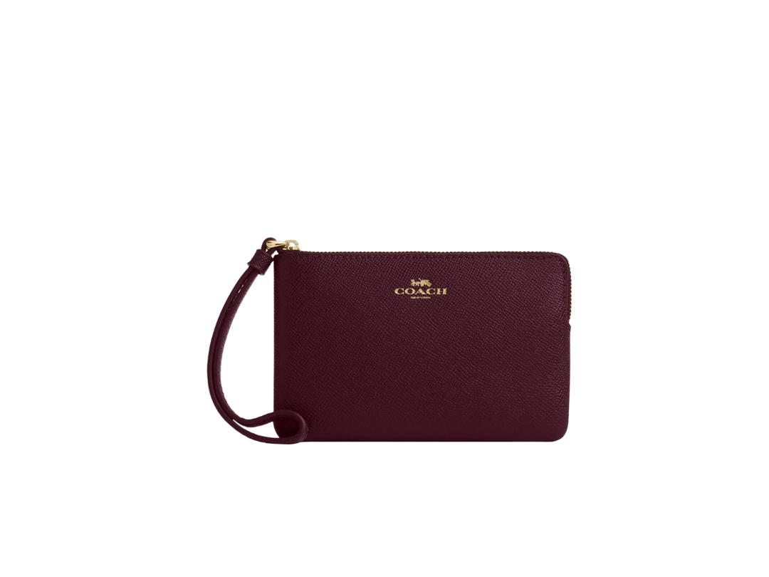 Coach Coach Corner Zip Wristlet Dark Wine