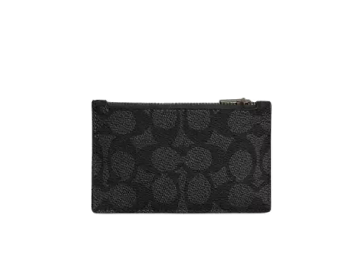 Coach Coach Zip Card Case Gunmetal Charcoal Black