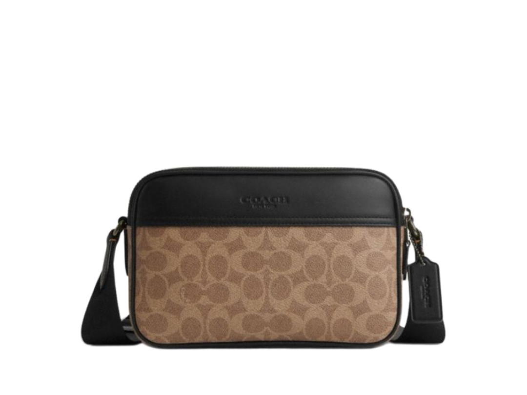 Coach Coach Graham Crossbody Bag In Signature Canvas Tan Black