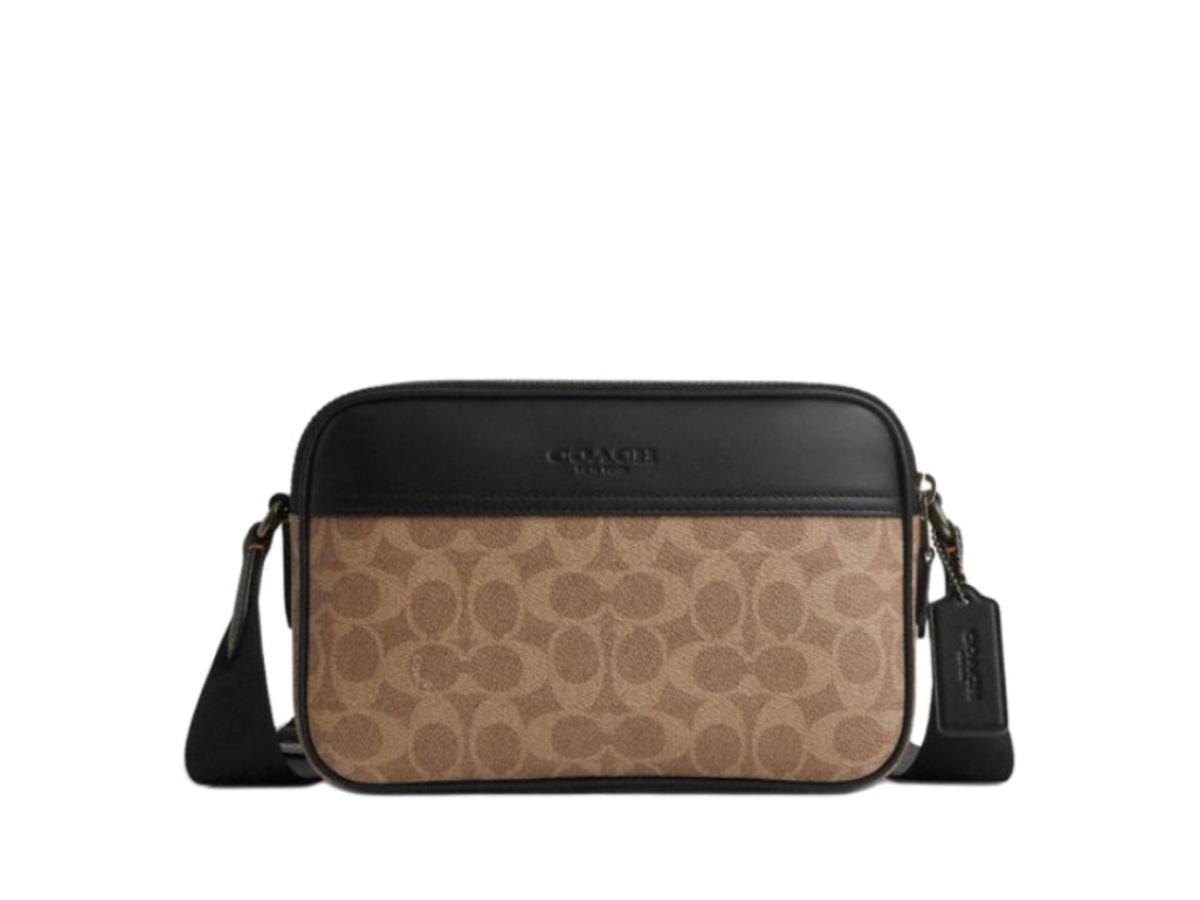 Coach Coach Graham Crossbody Bag In Signature Canvas Tan Black