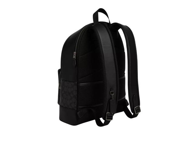 Coach Coach West Backpack In Signature Canvas With Varsity Stripe Gunmetal Charcoal Denim Chalk - view 2