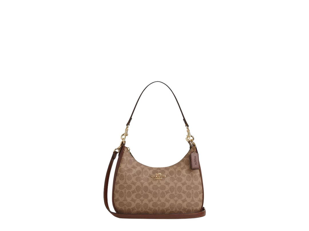 Coach Coach Teri Hobo Bag In Signature Canvas Tan Brown
