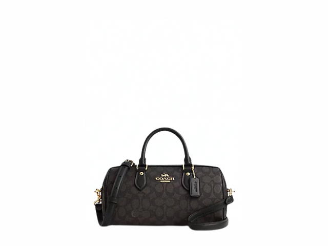 Coach Coach Rowan Long Satchel Bag Signature Canvas Gold Walnut Black - view 1