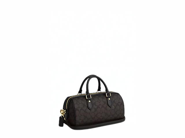 Coach Coach Rowan Long Satchel Bag Signature Canvas Gold Walnut Black - view 2