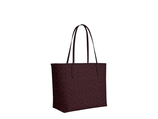 Coach Coach City Tote Bag In Signature Canvas Black Currant - view 2