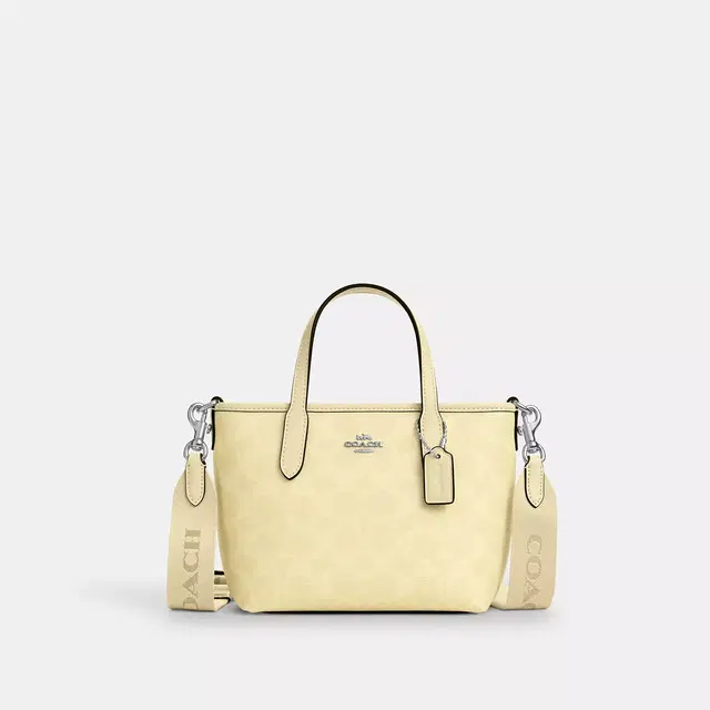 Coach Coach City Mini Tote Bag In Signature Canvas Hay Silver - view 1