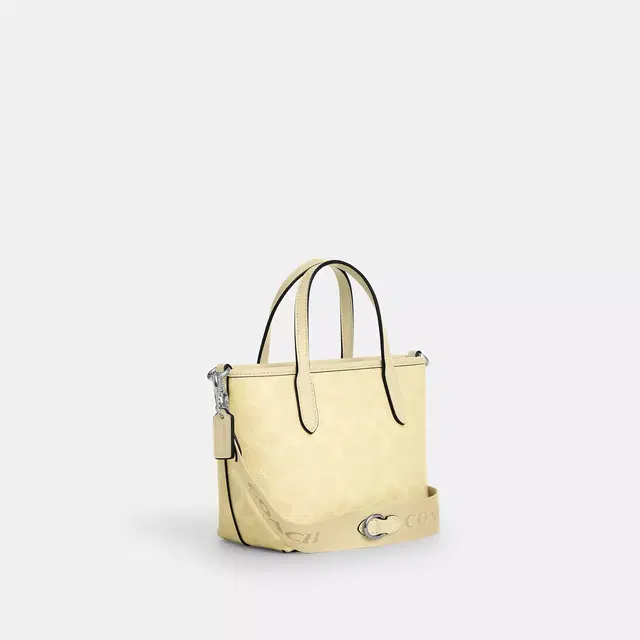 Coach Coach City Mini Tote Bag In Signature Canvas Hay Silver - view 2