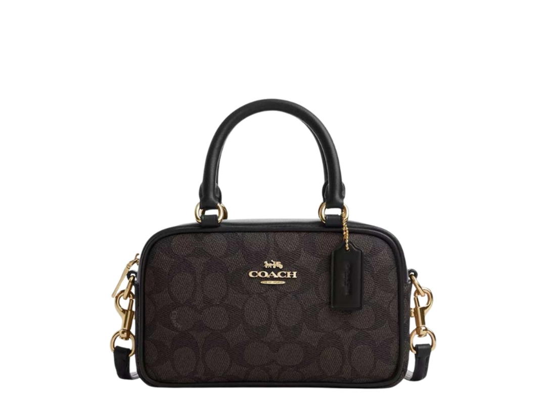 Coach Coach Satchel Crossbody Bag In Signature Canvas Walnut Black