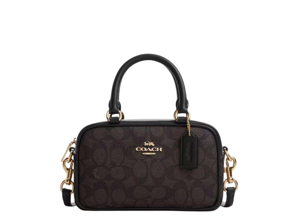 Coach Coach Satchel Crossbody Bag In Signature Canvas Walnut Black