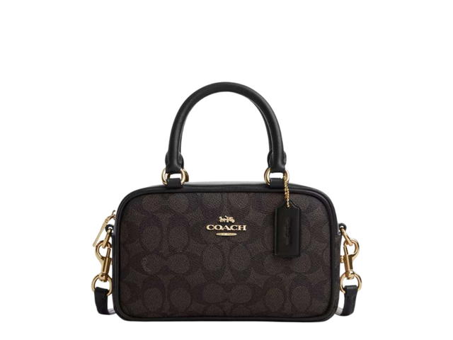 Coach Coach Satchel Crossbody Bag In Signature Canvas Walnut Black - view 1