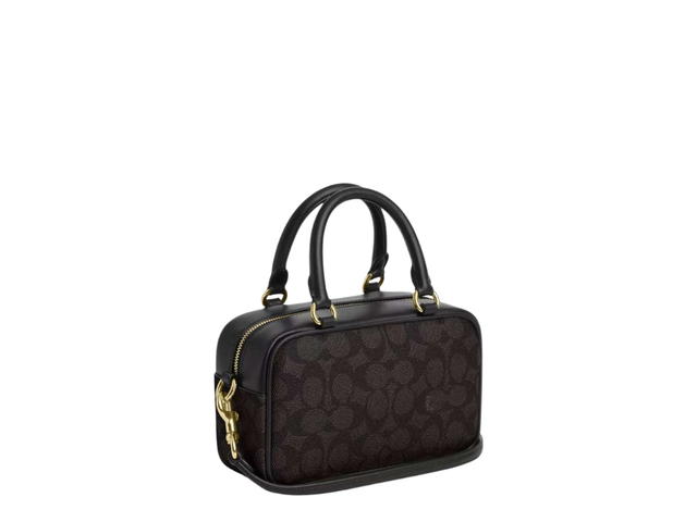 Coach Coach Satchel Crossbody Bag In Signature Canvas Walnut Black - view 2