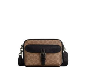 Buy Coach Coated Canvas Shoulder Bag Crossbody Bag Small Size Men's Tan & Black at Sasom – Authentic and Ready to Ship