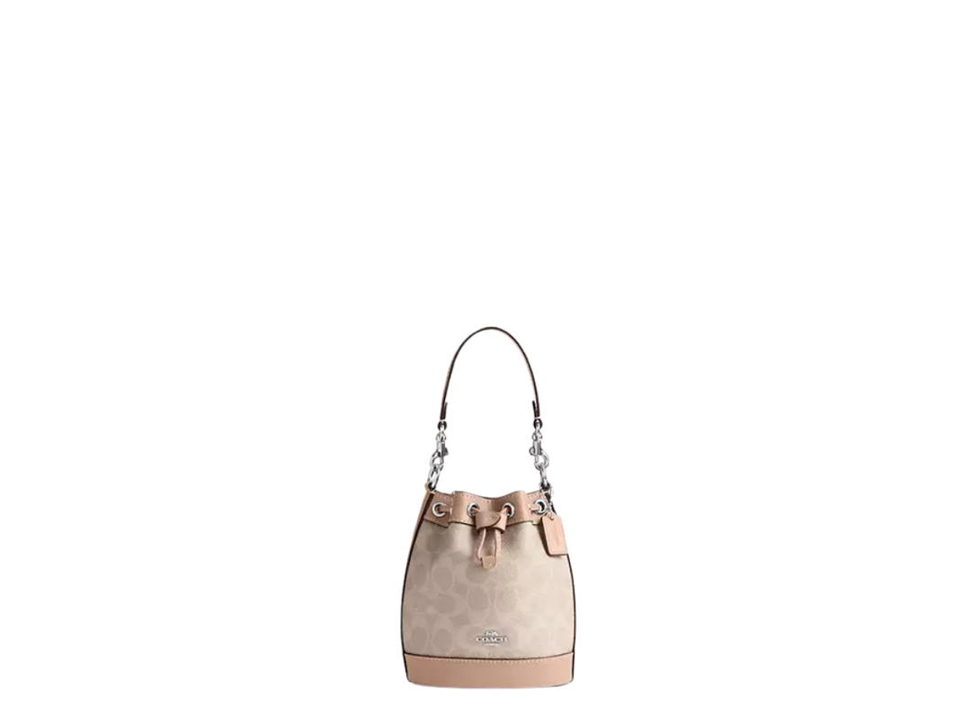 Coach Coach Mini Bucket Bag In Silver Hardware Sand Taupe