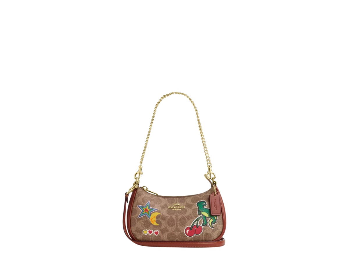 Coach Coach Teri Mini Crossbody Bag In Signature Canvas With Sticker Print Tan