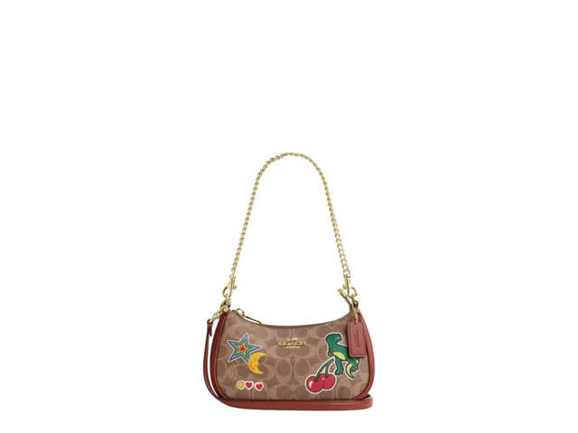 Coach Coach Teri Mini Crossbody Bag In Signature Canvas With Sticker Print Tan - view 1