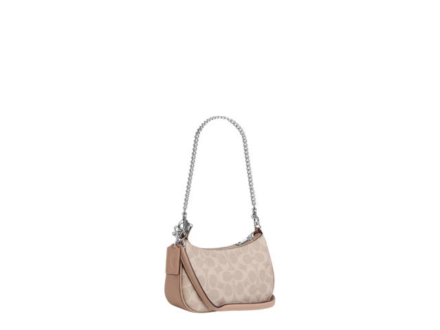 Coach Coach Teri Mini Crossbody Bag In Signature Canvas Sand Taupe - view 3