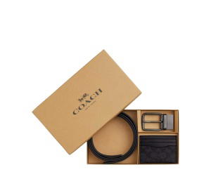 Buy Coach Boxed Card Case And Belt Set In Signature Canvas Gunmetal Charcoal Black at Sasom – Authentic and Ready to Ship