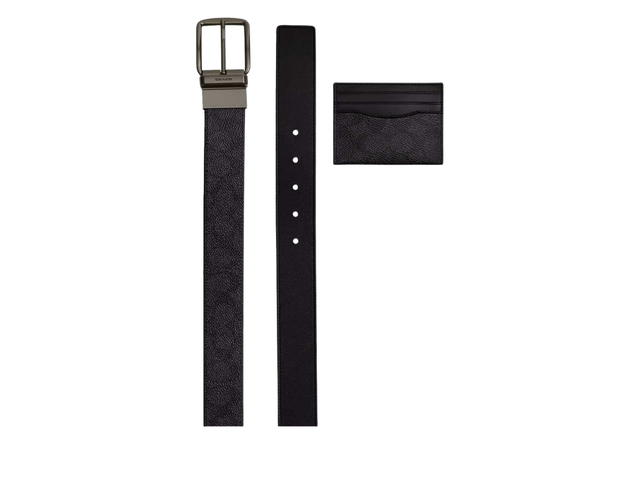 Coach Coach Boxed Card Case And Belt Set In Signature Canvas Gunmetal Charcoal Black - view 2