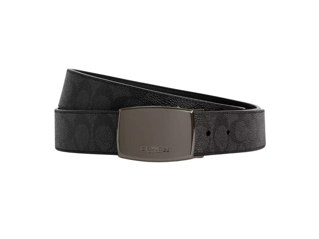 Coach Coach Boxed Plaque And Harness Buckle Cut To Size Reversible Belt 38 MM Black