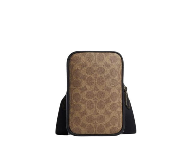 Coach Coach Aden Crossbody Bag In Signature Canvas Tan Black - view 1