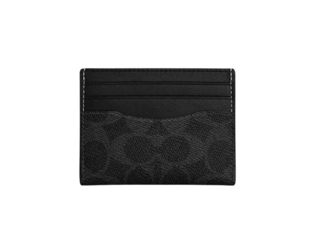 Coach Coach Slim Id Card Case In Signature Canvas Black Signature - view 1