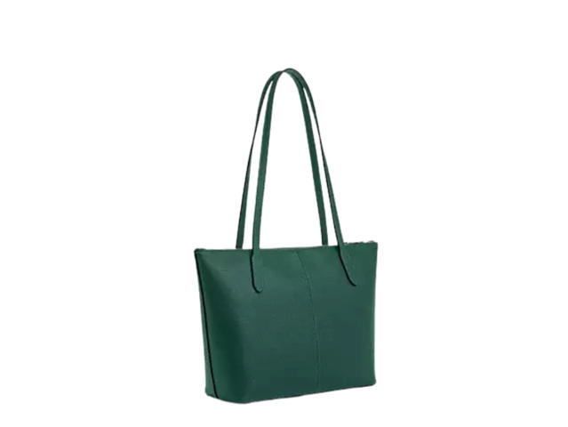 Coach Coach Fiona Zip Tote Bag In Shell partially Made With Recycled Leather Fiber Layer Silver Emerald Green - view 3