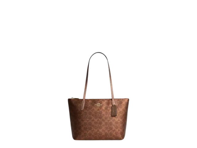 Coach Coach Fiona Zip Tote Bag In Signature Canvas Brown Copper - view 1