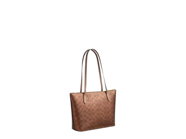 Coach Coach Fiona Zip Tote Bag In Signature Canvas Brown Copper - view 2