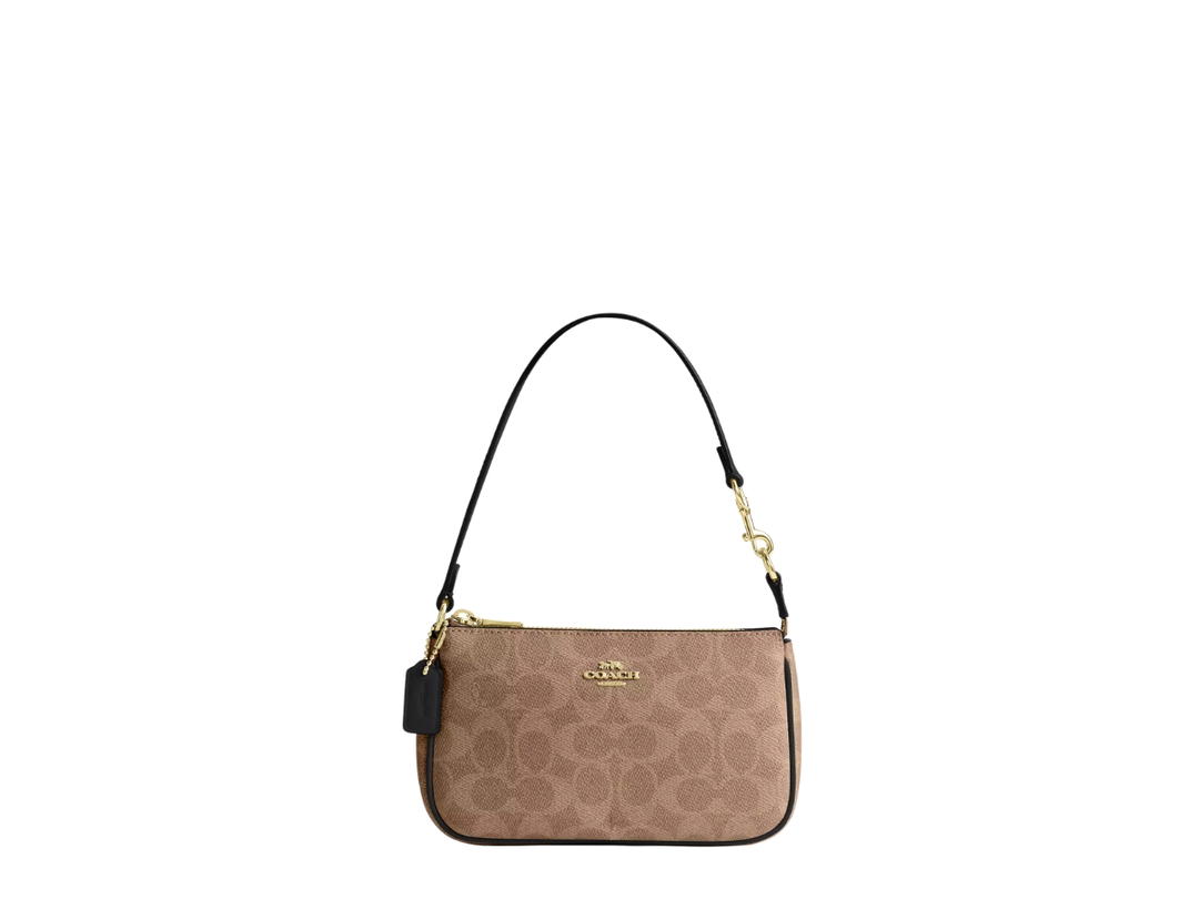 Coach Coach Nolita 19 In Signature Canvas With Gold Hardware Tan And Black