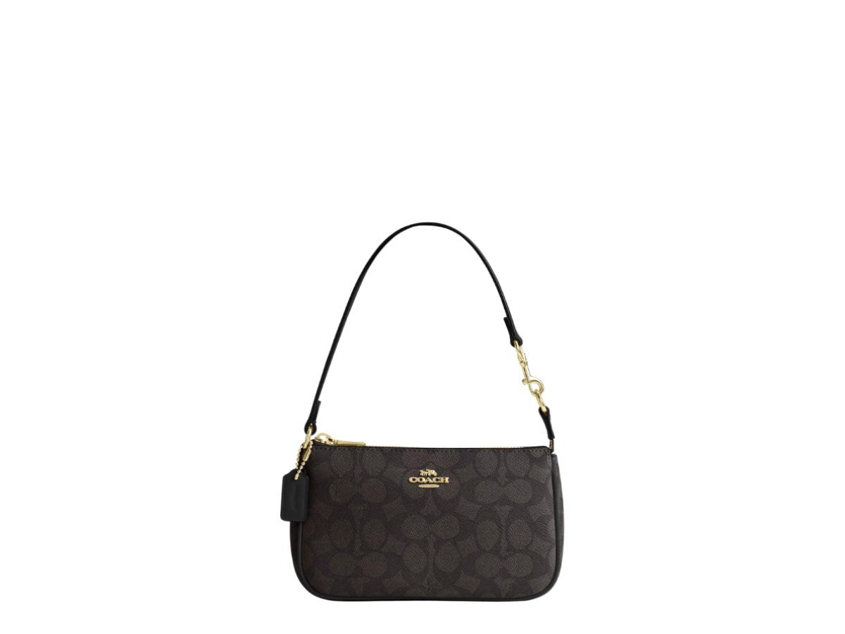 Coach Coach Nolita 19 In Signature Canvas With Gold Hardware Black Black Walnut Brown