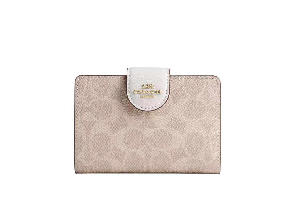 Coach Coach Medium Corner Zip Wallet In Signature Canvas Sand Chalk