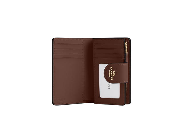 Coach Coach Medium Corner Zip Wallet In Signature Canvas Tan And Brown - view 2