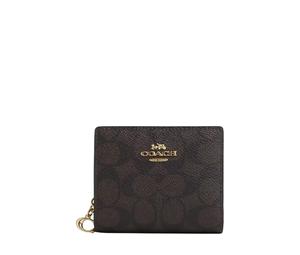 Buy Coach Snap Wallet In Signature Canvas With Gold Hardware Walnut and Black at Sasom – Authentic and Ready to Ship