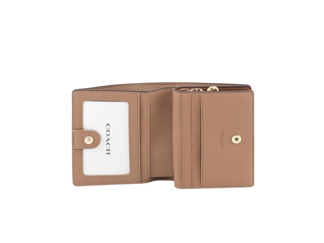 Coach Coach Snap Wallet In Signature Canvas With Gold Hardware Tan And Brown - view 4