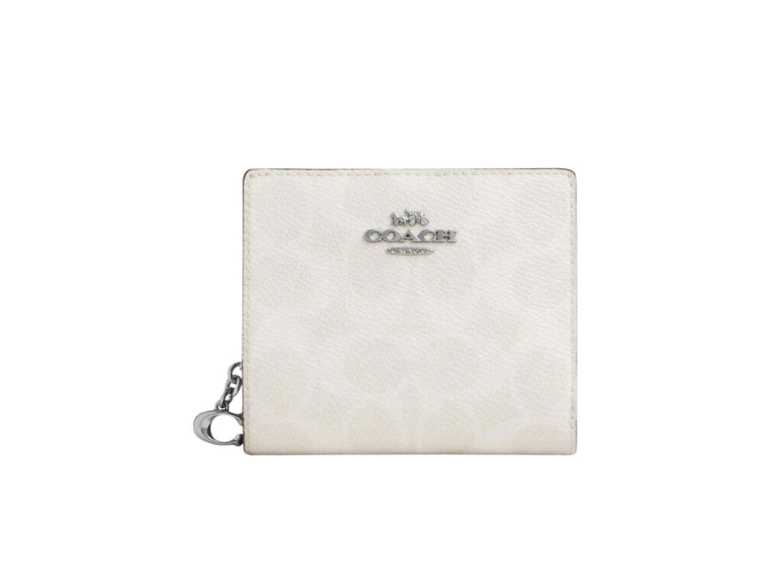 Coach Coach Snap Wallet In Signature Canvas White Chalk