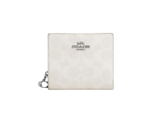Coach Coach Snap Wallet In Signature Canvas White Chalk - view 1