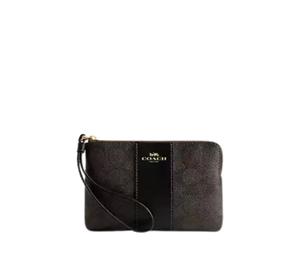 Buy Coach Corner Zip Wristlet In Signature Canvas Walnut Black at Sasom – Authentic and Ready to Ship