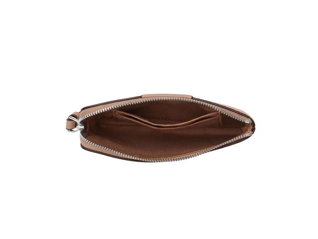 Coach Coach Corner Zip Artificial Leather Bonded Cow Split Leather Wrist Bags Clutches Small Size Women's Taupe - view 2