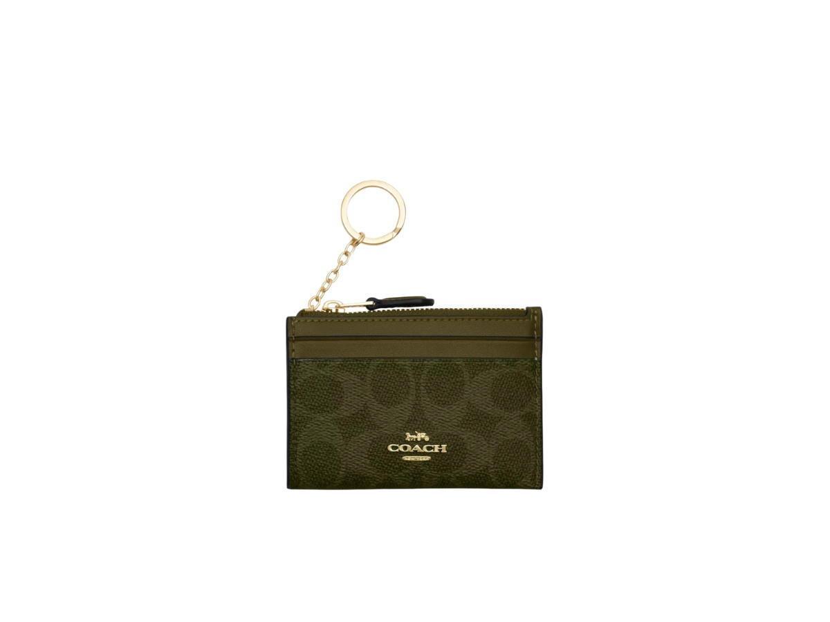 Coach Coach Mini Skinny ID Case Signature Canvas Olive